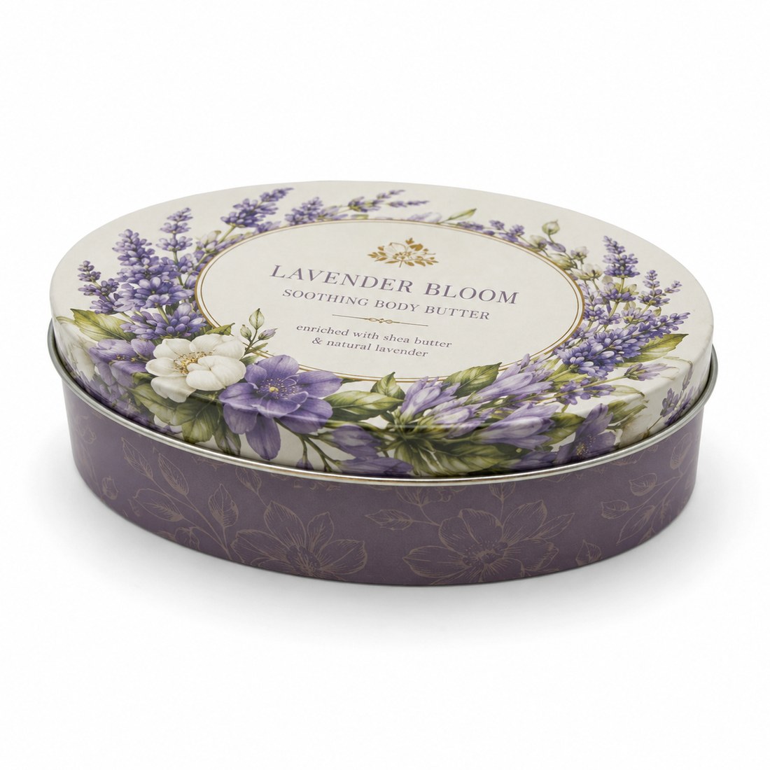 Oval cosmetic tin container