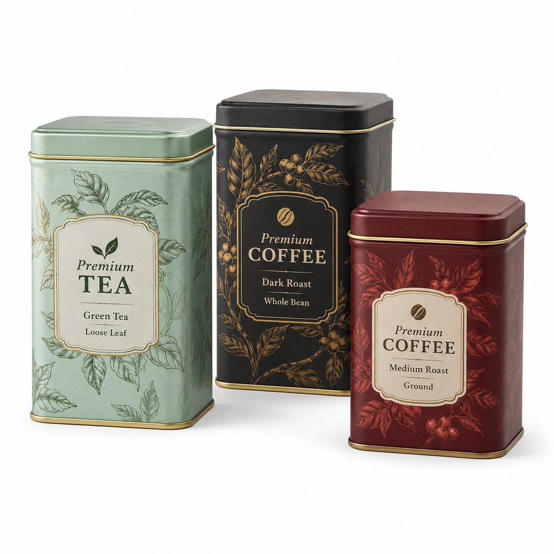 Tea can and coffee can packaging